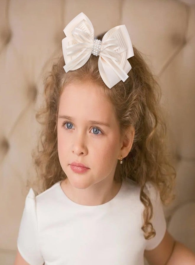 ZOLYCO 4.5-Inch Hair Bows Alligator Clips Delicate Pearl Hair Accessories for Girls, Toddler, Kids and Women Daily Dress Up Birthday Wedding Christmas Occasions- Set of 2 - Image 3